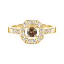 Thumbnail: Ring Yellow gold Chocolate Diamond and diamonds Art Déco Rond 4 mm 1