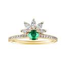 Thumbnail: Ring Yellow gold Emerald and diamonds EverBloom Pavée 4 mm 1