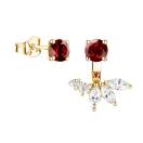 Vignette : Boucles d'oreilles Or jaune Grenat et diamants EverBloom Asymétriques 1