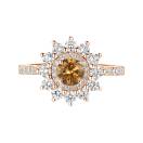 Thumbnail: Ring Rose gold Cognac Diamond and diamonds Lefkos 5 mm Pavée 1