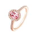 Vignette : Bague Or rose Tourmaline et diamants Rétromantique Ovale Pavée 2