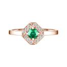 Thumbnail: Ring Rose gold Emerald and diamonds Plissage Rond 4 mm 1