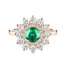 Thumbnail: Ring Rose gold Emerald and diamonds Lefkos 6 mm 1