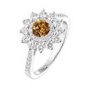 Thumbnail: Ring White gold Cognac Diamond and diamonds Lefkos 5 mm Pavée 2