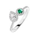 Vignette : Bague Or blanc Emeraude et diamants AlterEgo Poire 2