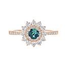 Thumbnail: Ring Rose gold Teal Sapphire and diamonds Lefkos 4 mm Pavée 1