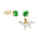 Thumbnail: Earrings Yellow gold Tsavorite and diamonds EverBloom Asymétriques 1