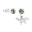 Vignette : Boucles d'oreilles Or blanc Saphir Vert et diamants EverBloom Asymétriques 1