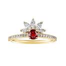 Thumbnail: Ring Yellow gold Garnet and diamonds EverBloom Pavée 4 mm 1