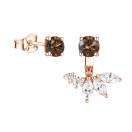 Thumbnail: Earrings Rose gold Chocolate Diamond and diamonds EverBloom Asymétriques 1