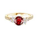 Thumbnail: Ring Yellow gold Garnet and diamonds Baby EverBloom 6 mm Pavée 1