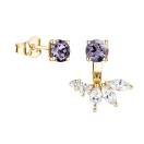 Thumbnail: Earrings Yellow gold Lavender Spinel and diamonds EverBloom Asymétriques 1