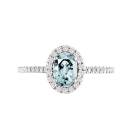 Thumbnail: Ring White gold Aquamarine and diamonds Rétromantique Ovale Pavée 1