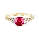 Thumbnail: Ring Yellow gold Ruby and diamonds Baby EverBloom 6 mm Pavée 1