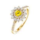 Vignette : Bague Or jaune Saphir Jaune et diamants Lefkos 4 mm Pavée 2