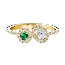 Thumbnail: Ring Yellow gold Emerald and diamonds AlterEgo Ovale 1