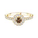 Thumbnail: Ring Yellow gold Chocolate Diamond and diamonds Rétromantique Solo Pavée 2