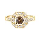 Thumbnail: Ring Yellow gold Chocolate Diamond and diamonds Art Déco Rond 5 mm 1