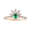 Thumbnail: Ring Rose gold Emerald and diamonds EverBloom Pavée 4 mm 1