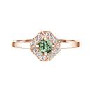 Thumbnail: Ring Rose gold Green Sapphire and diamonds Plissage Rond 4 mm 1