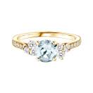 Thumbnail: Ring Yellow gold Aquamarine and diamonds Baby EverBloom 6 mm Pavée 1