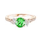 Thumbnail: Ring Rose gold Tsavorite and diamonds Baby EverBloom 6 mm Pavée 1