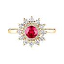 Thumbnail: Ring Yellow gold Ruby and diamonds Lefkos 5 mm 1