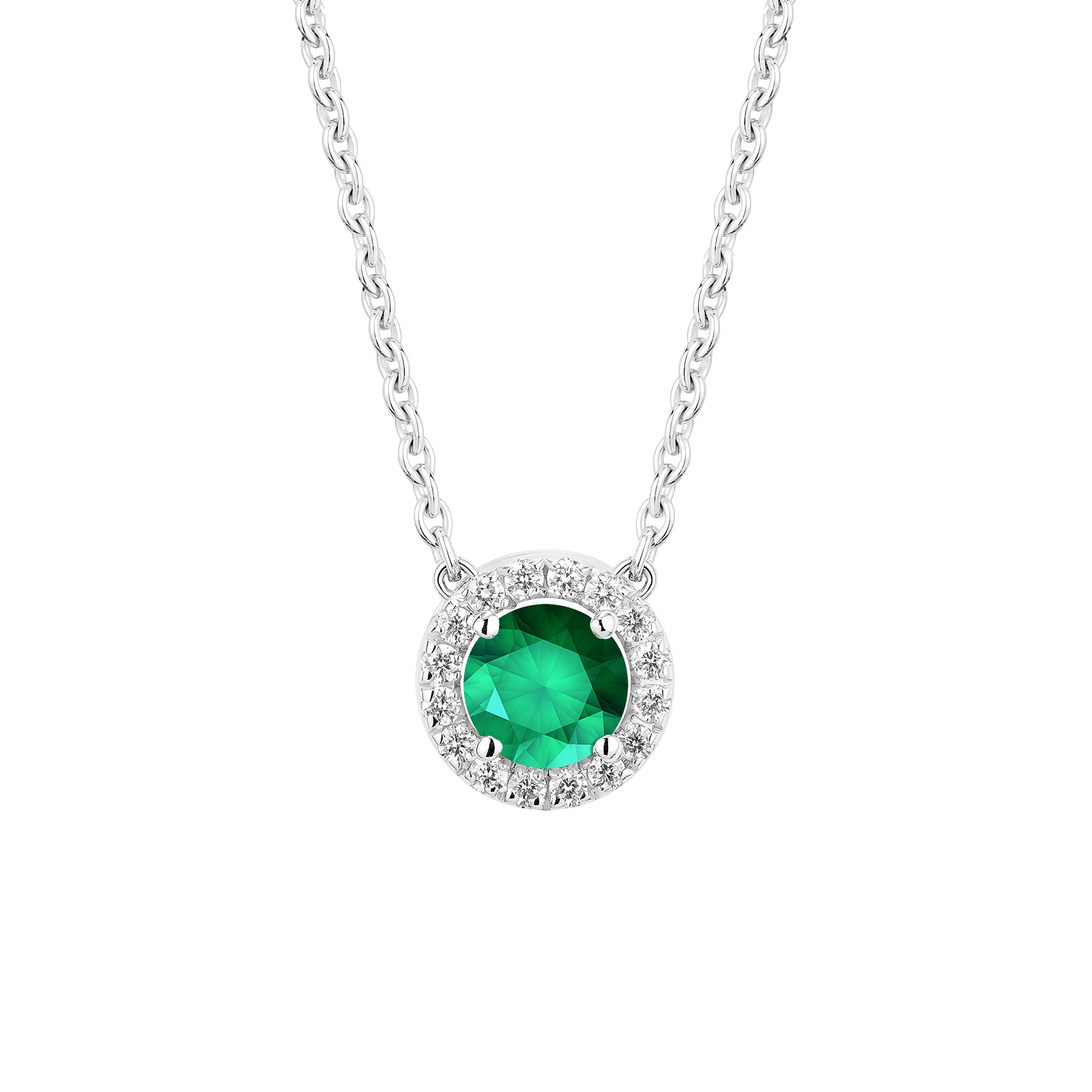 Pendant White gold Emerald and diamonds Rétromantique S 1