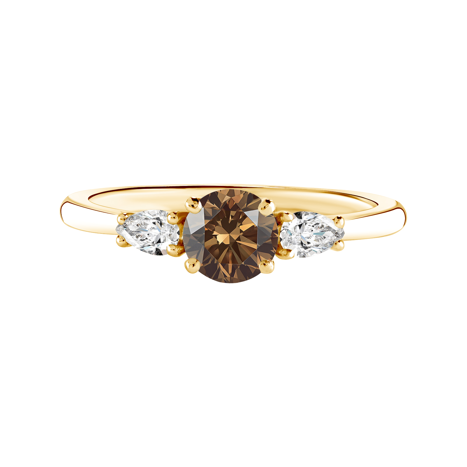 Ring Yellow gold Chocolate Diamond and diamonds Little Lady Duo de Poires 1