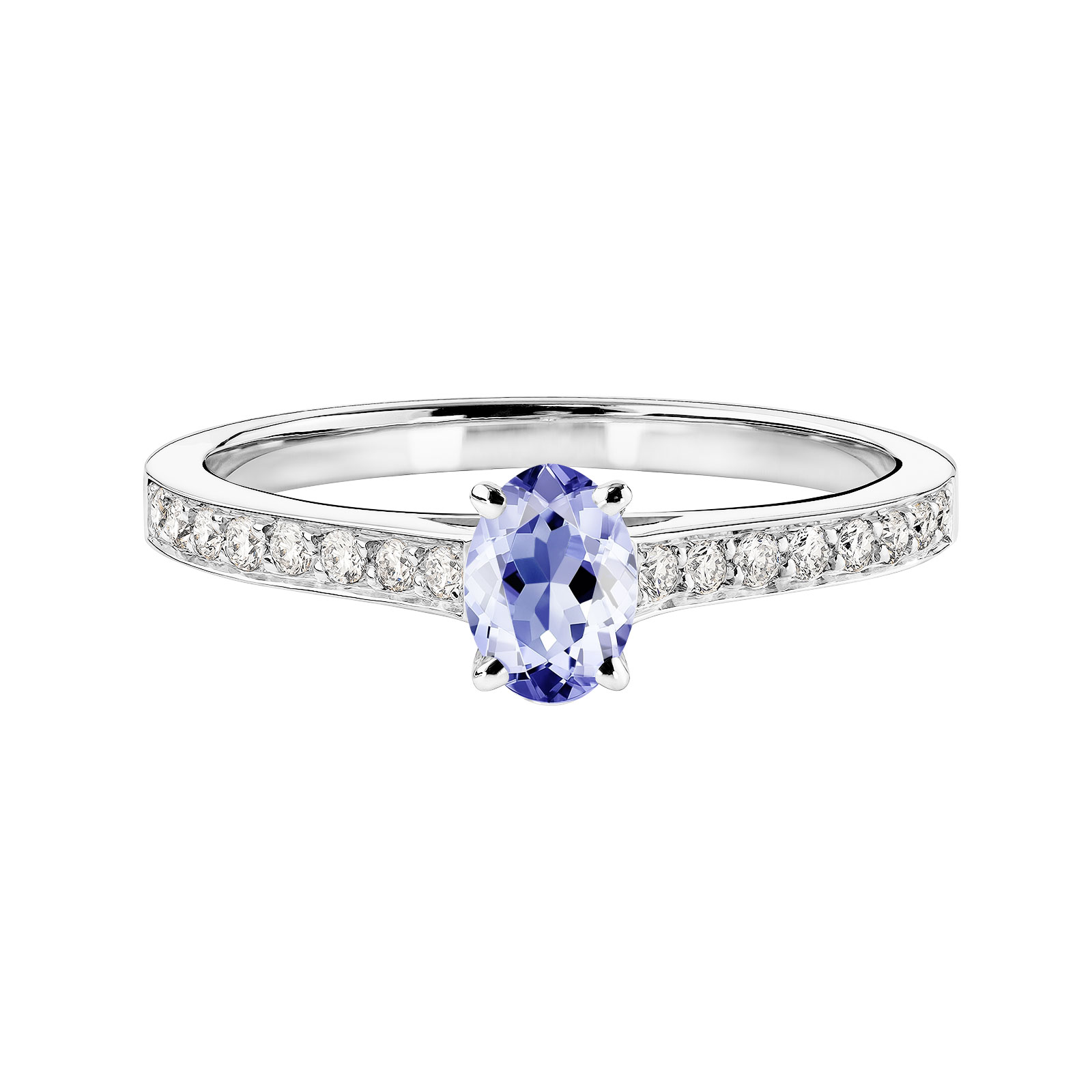 Bague Platine Tanzanite et diamants Lady Ovale Pavée 1