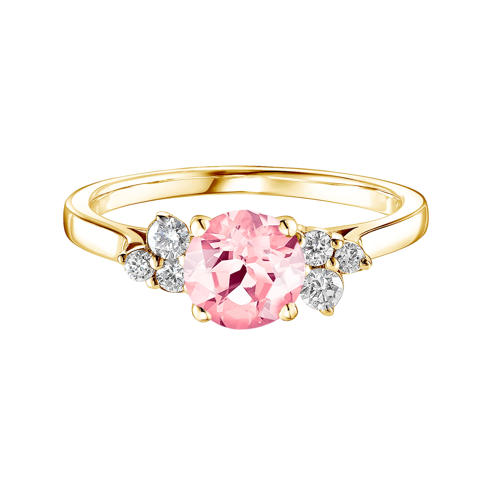 Ring Yellow gold Tourmaline and diamonds Baby EverBloom 6 mm 1