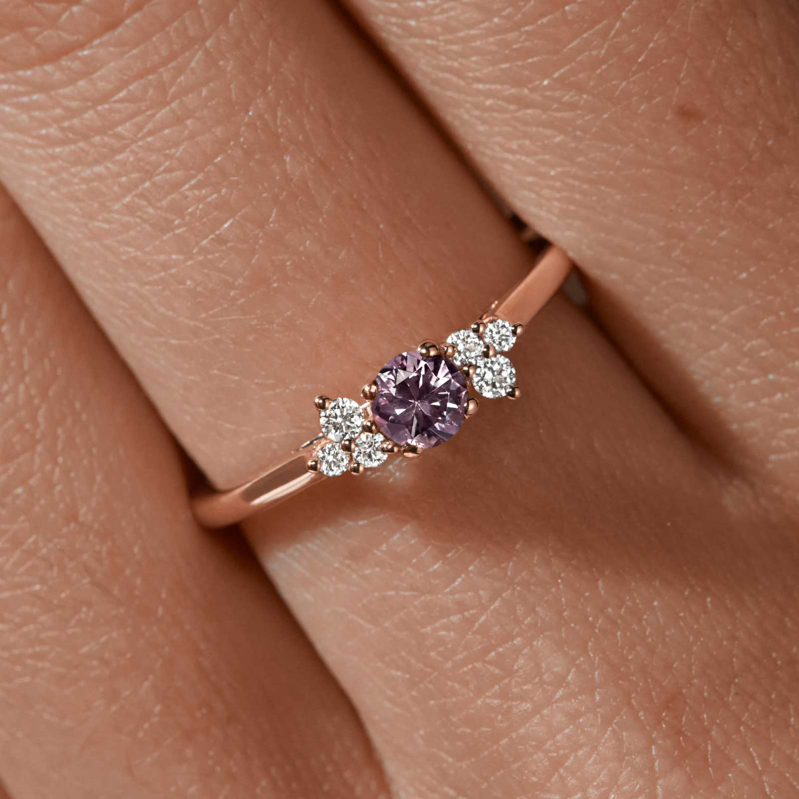 Ring White gold Lavender Spinel and diamonds Baby EverBloom Spinelle Lavande 3