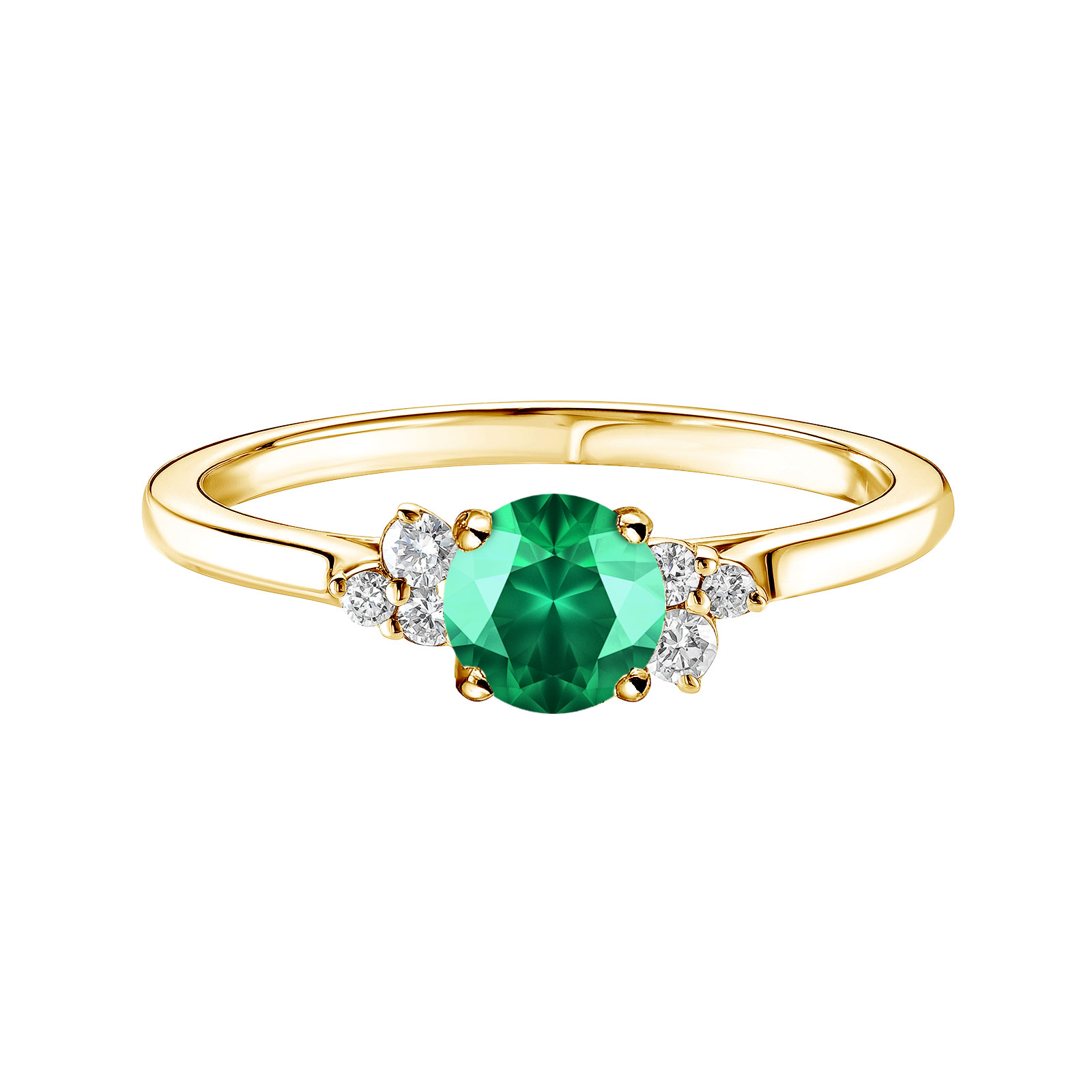 Ring Yellow gold Emerald and diamonds Baby EverBloom 5 mm 1