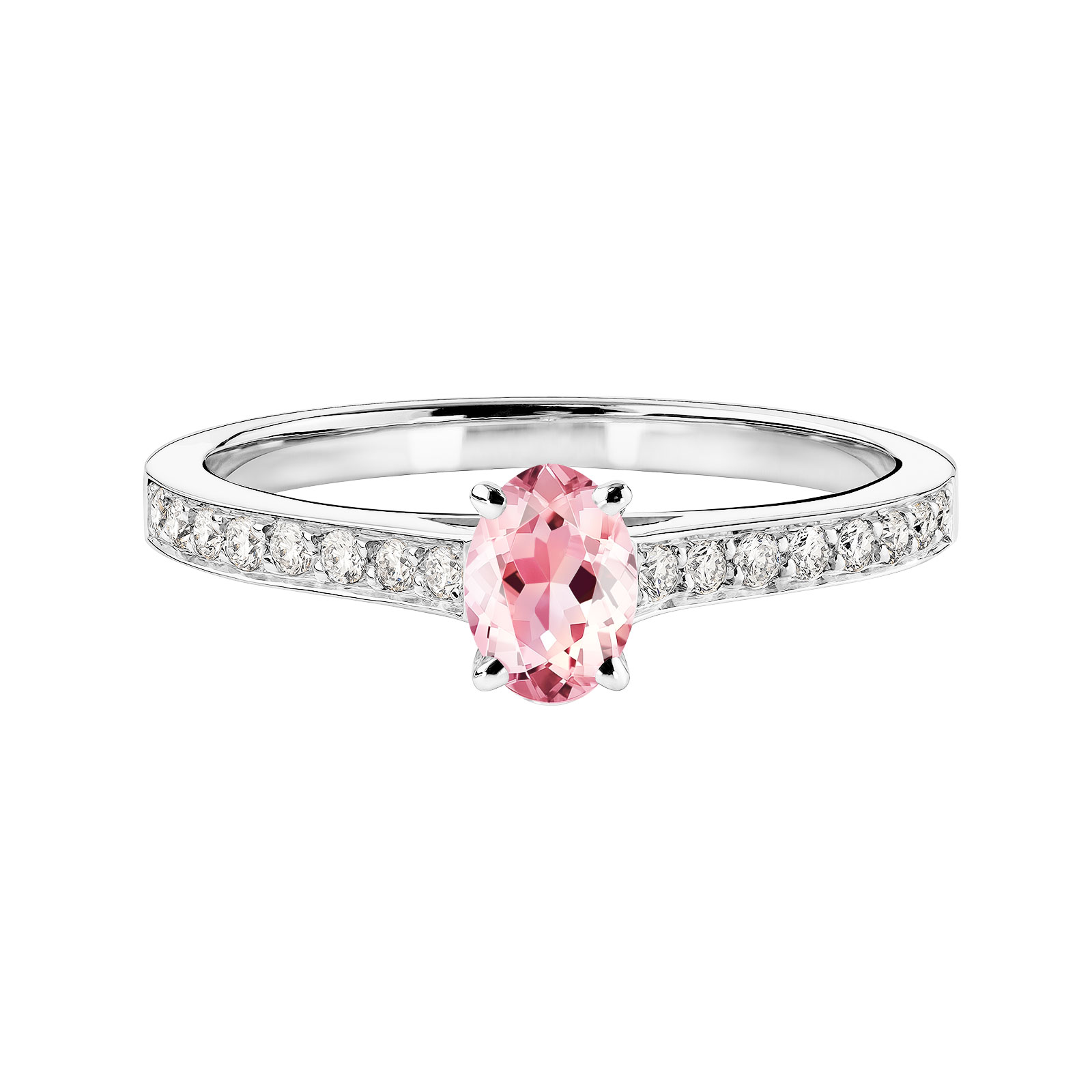 Bague Or blanc Tourmaline et diamants Lady Ovale Pavée 1