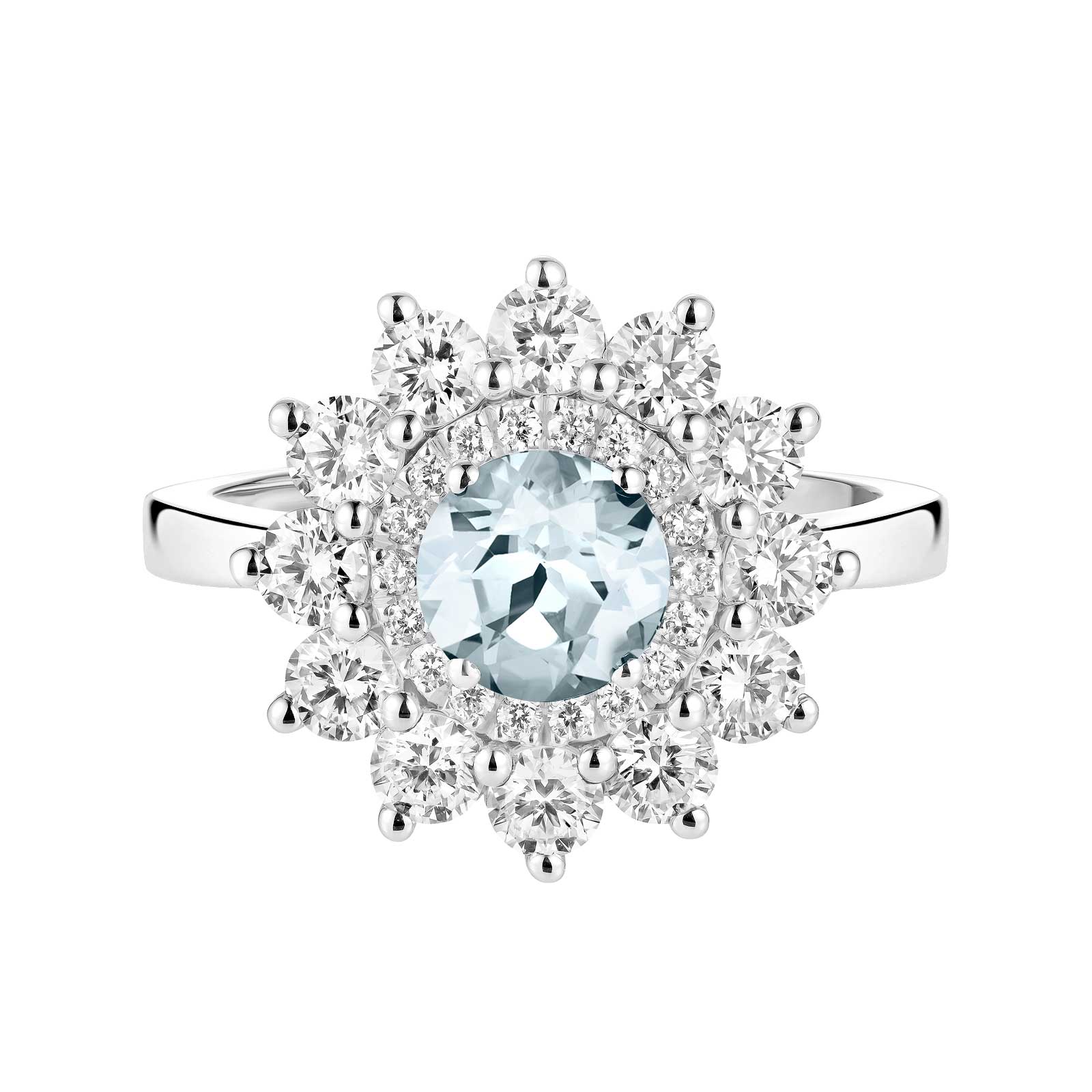 Ring White gold Aquamarine and diamonds Lefkos 6 mm 1