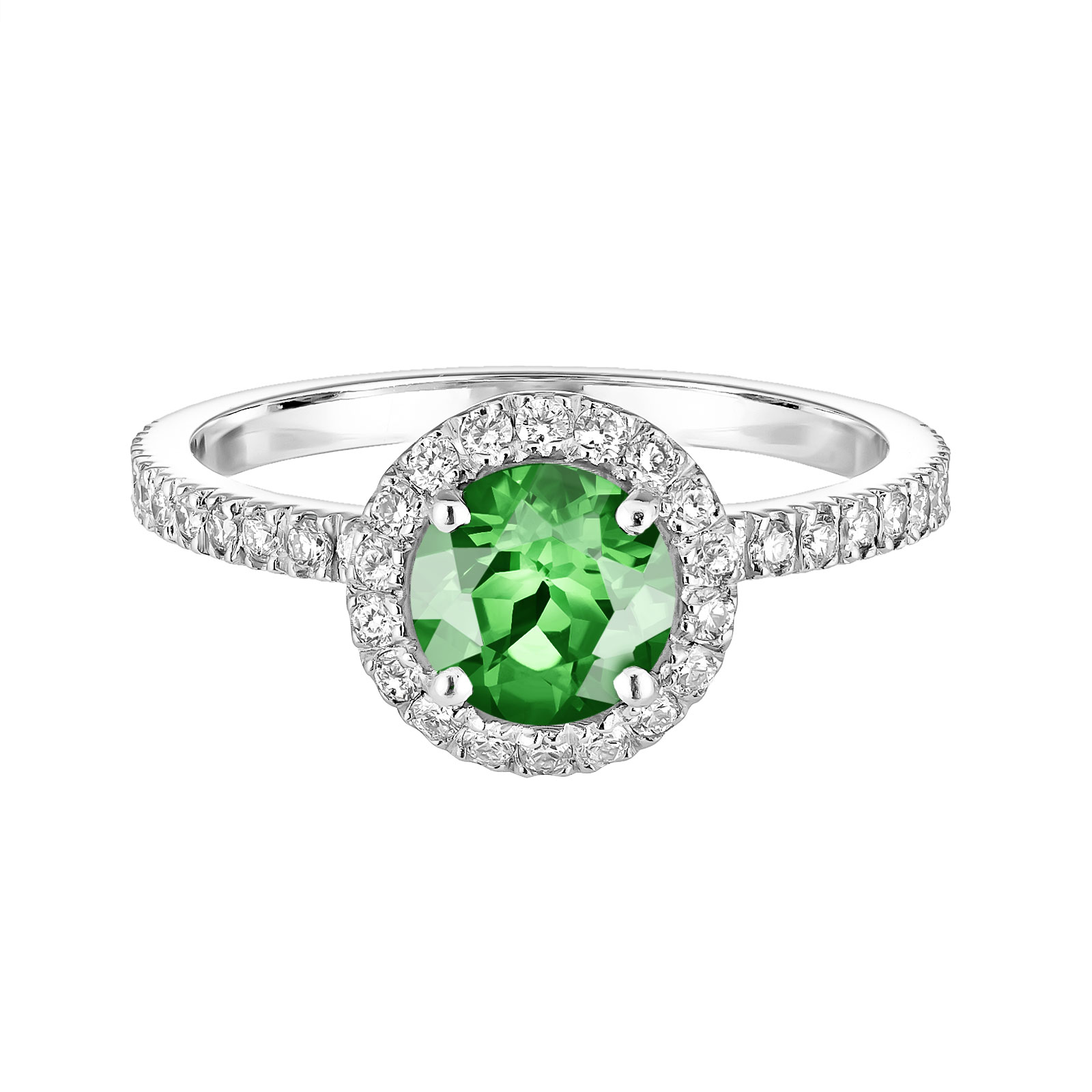 Ring Platinum Tsavorite and diamonds Rétromantique L Pavée 1