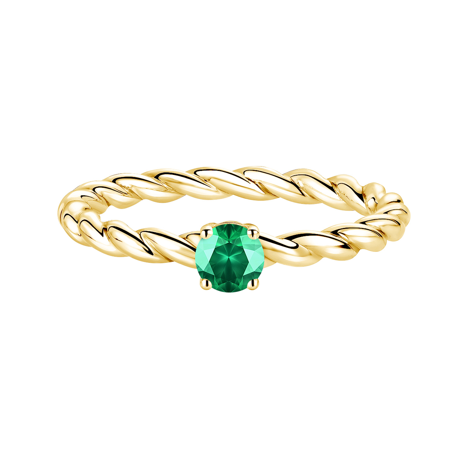 Ring Yellow gold Emerald and diamonds Capucine 4 mm 1