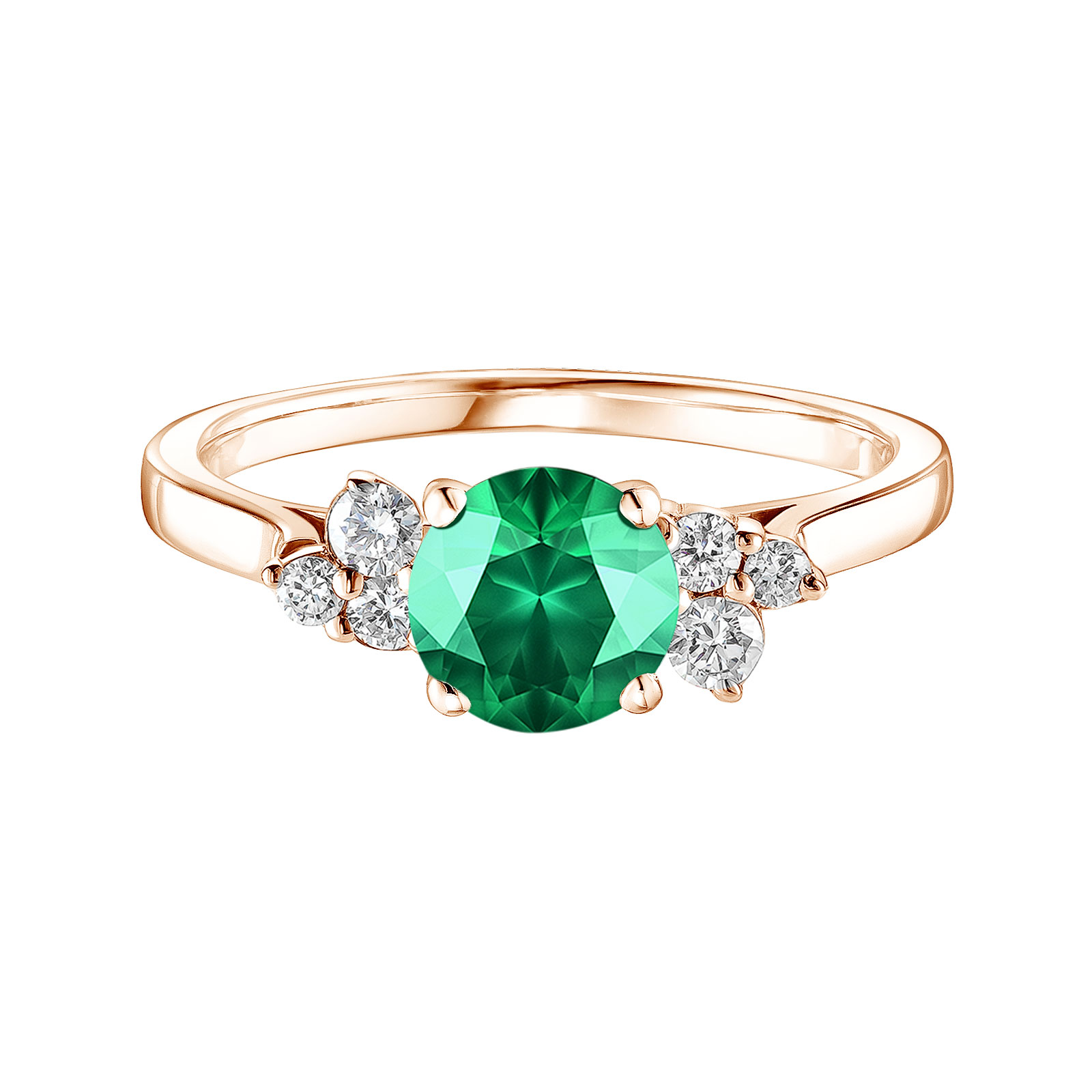 Ring Rose gold Emerald and diamonds Baby EverBloom 6 mm 1