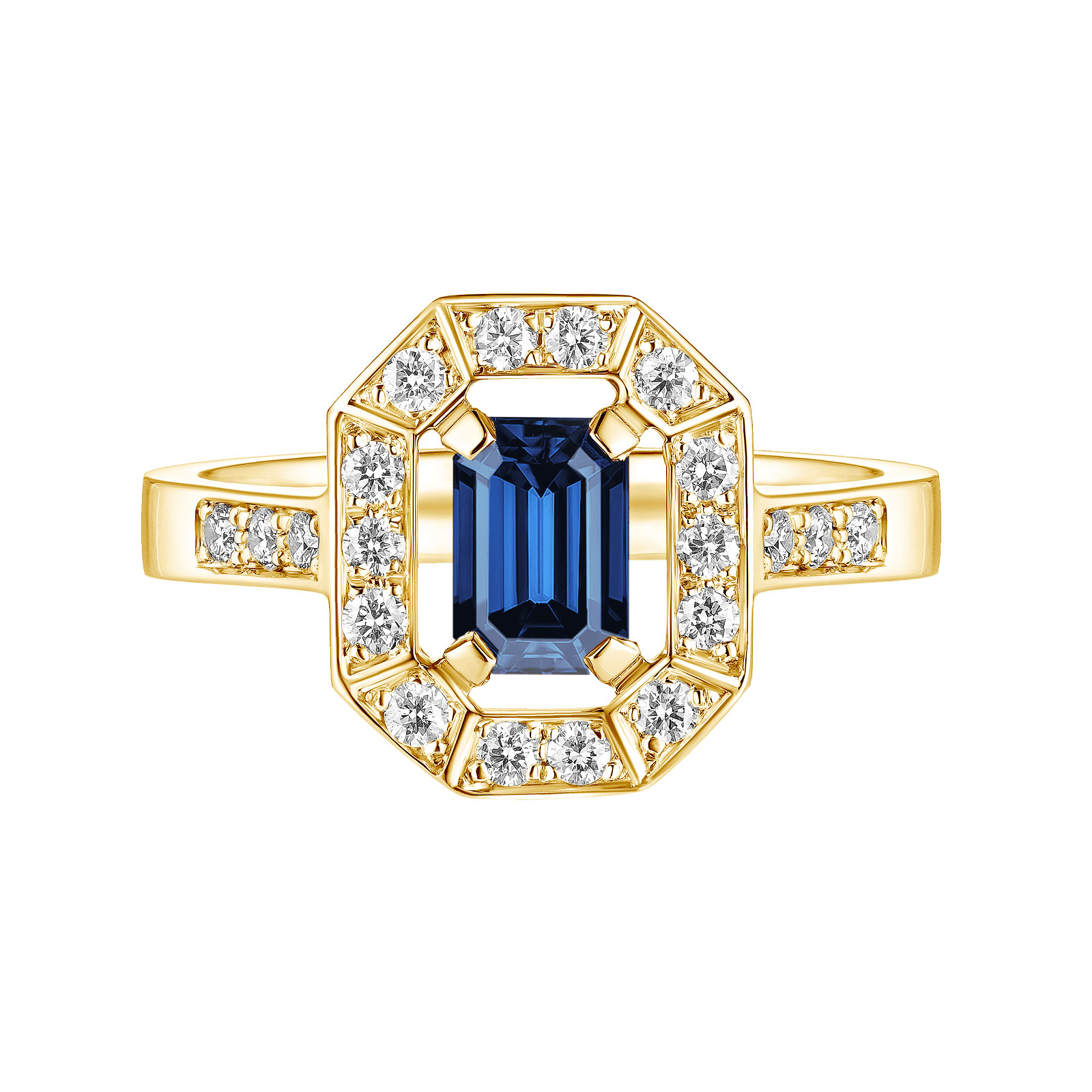 Ring Yellow gold Sapphire and diamonds Art Déco 1