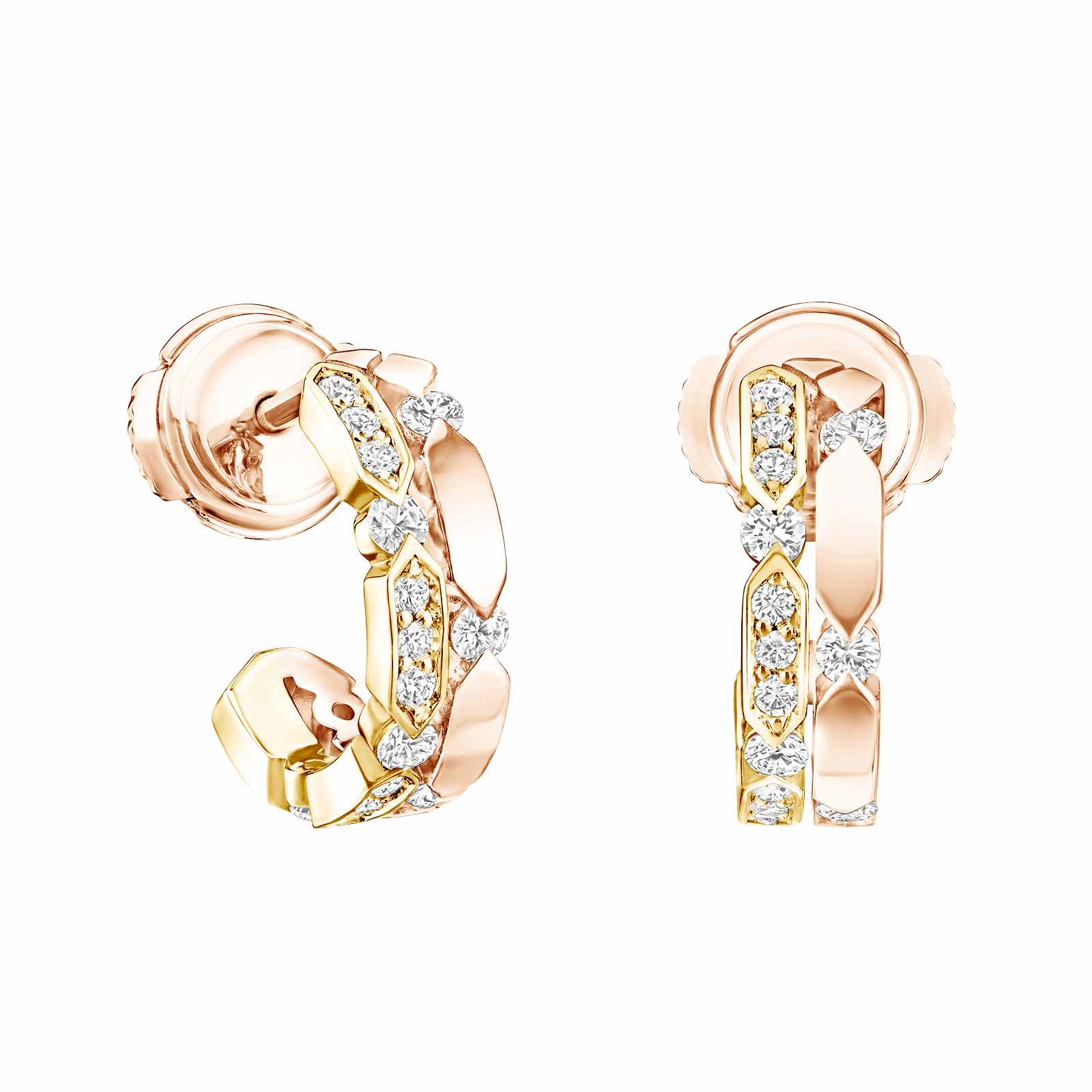 Boucles d'oreilles Or rose et jaune Diamant MET 1