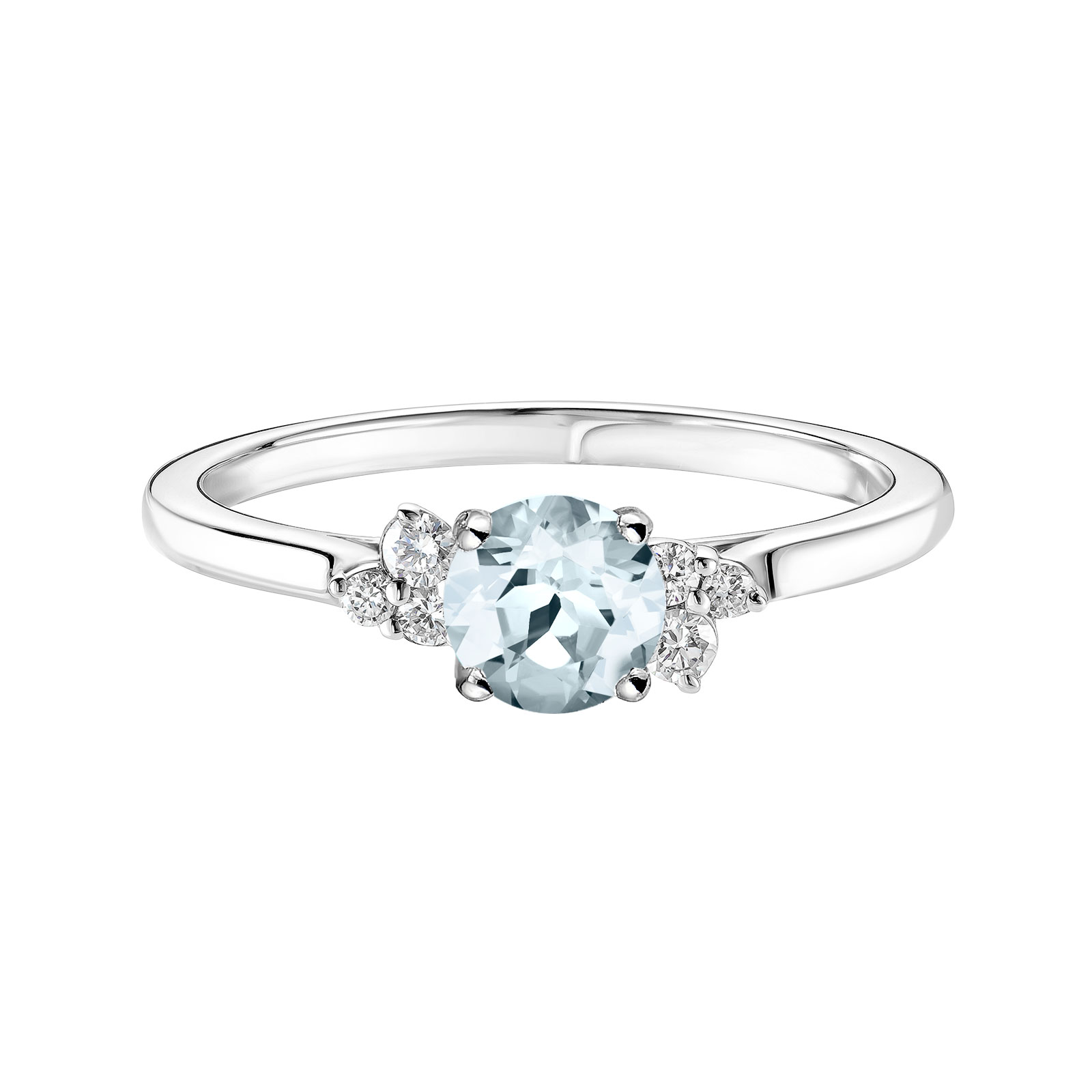 Ring Platinum Aquamarine and diamonds Baby EverBloom 5 mm 1