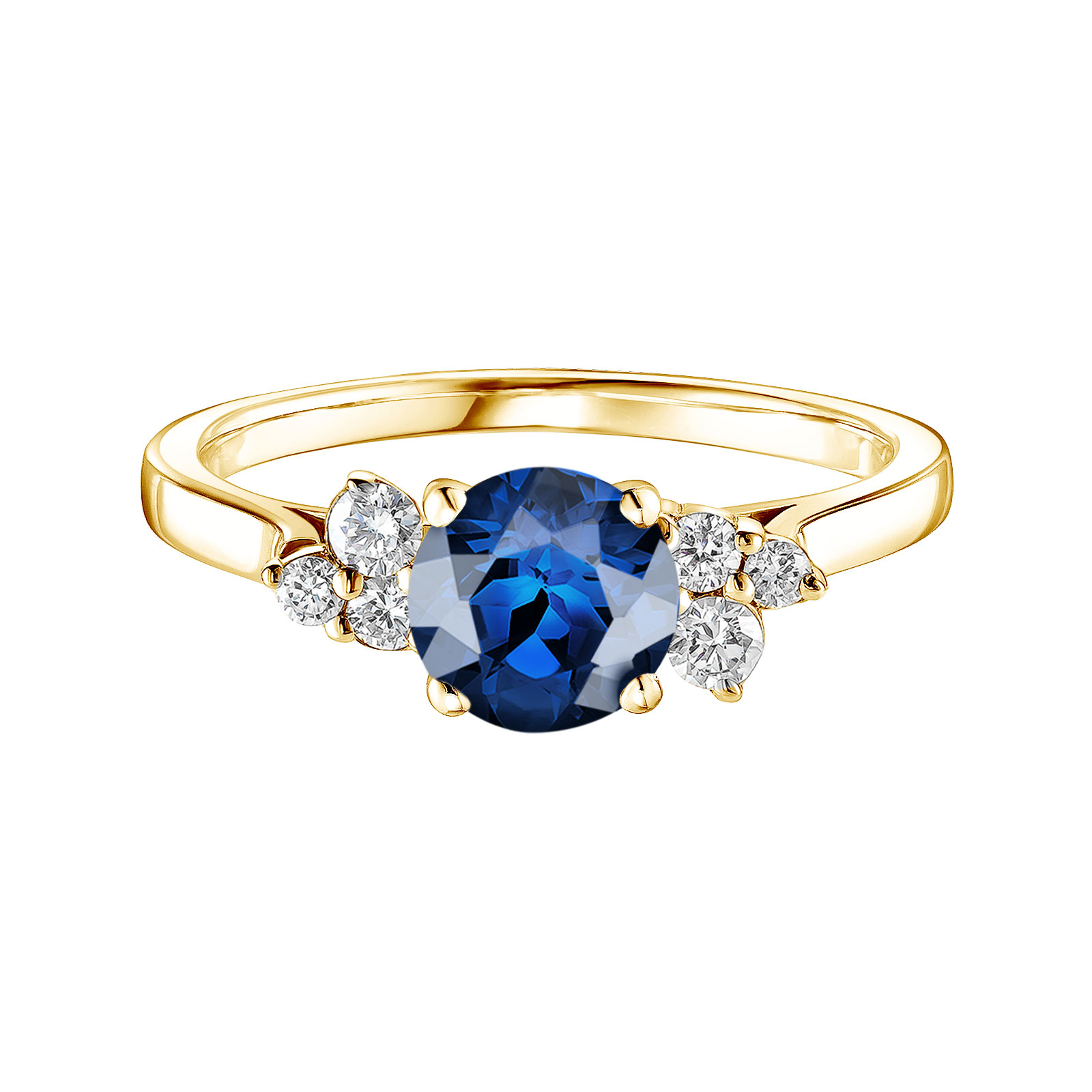Ring Yellow gold Sapphire and diamonds Baby EverBloom 6 mm 1