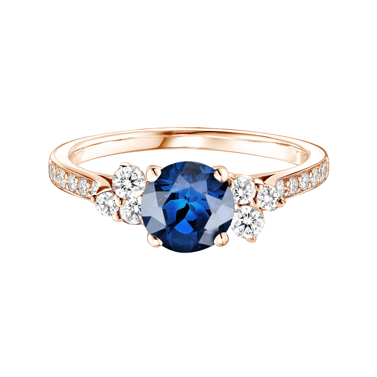 Ring Rose gold Sapphire and diamonds Baby EverBloom 6 mm Pavée 1