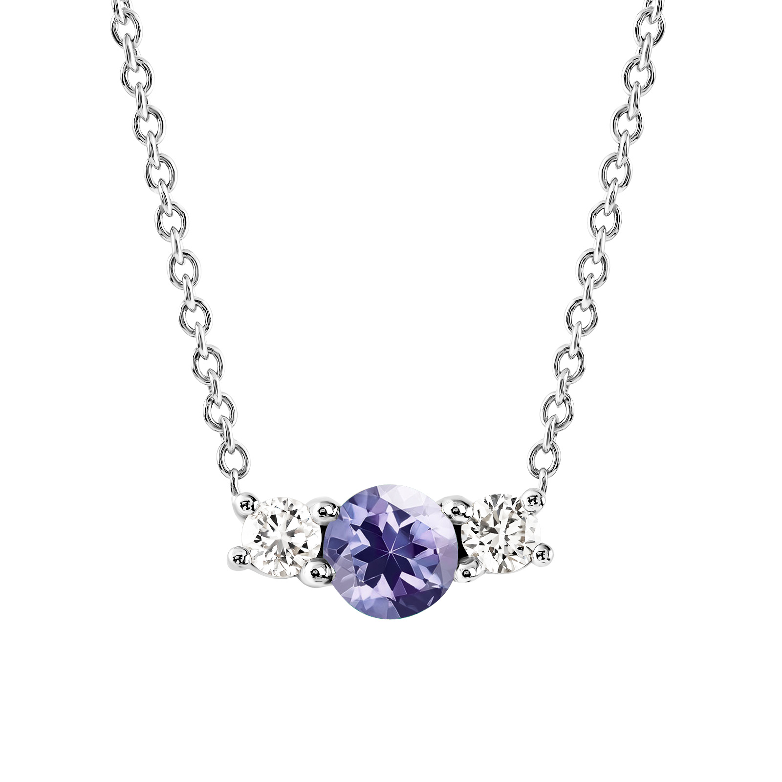 Pendentif Or blanc Tanzanite et diamants Lady Duo 1