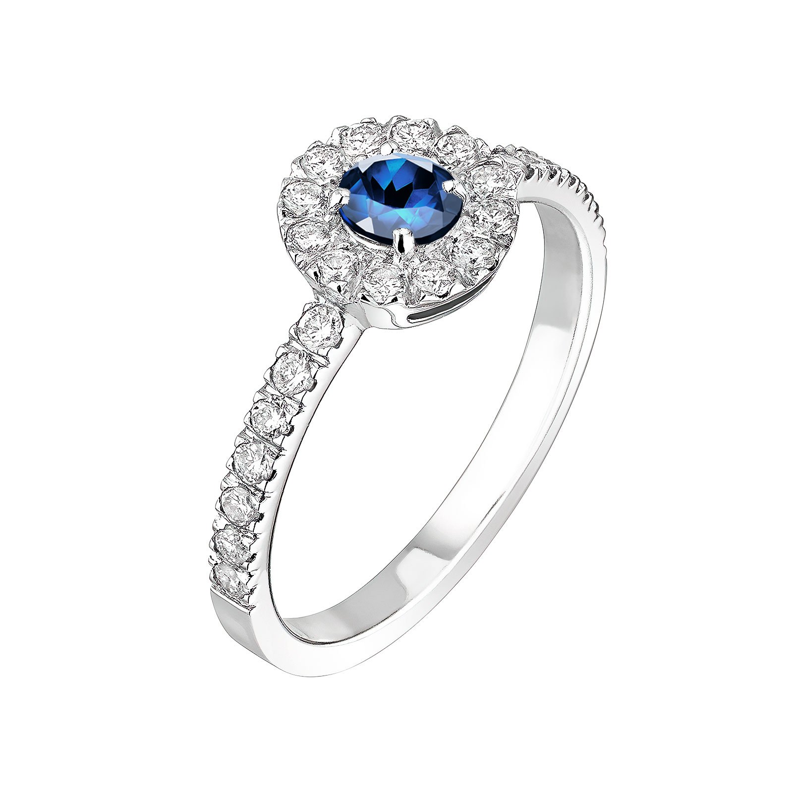 Ring White gold Sapphire and diamonds Rétromantique Solo Pavée 1