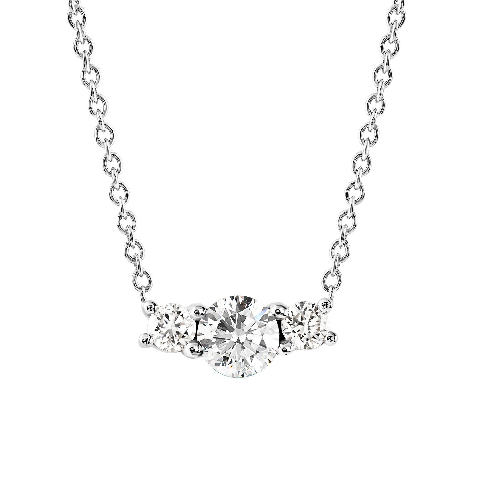 Pendentif Or blanc Diamant Lady Duo 1
