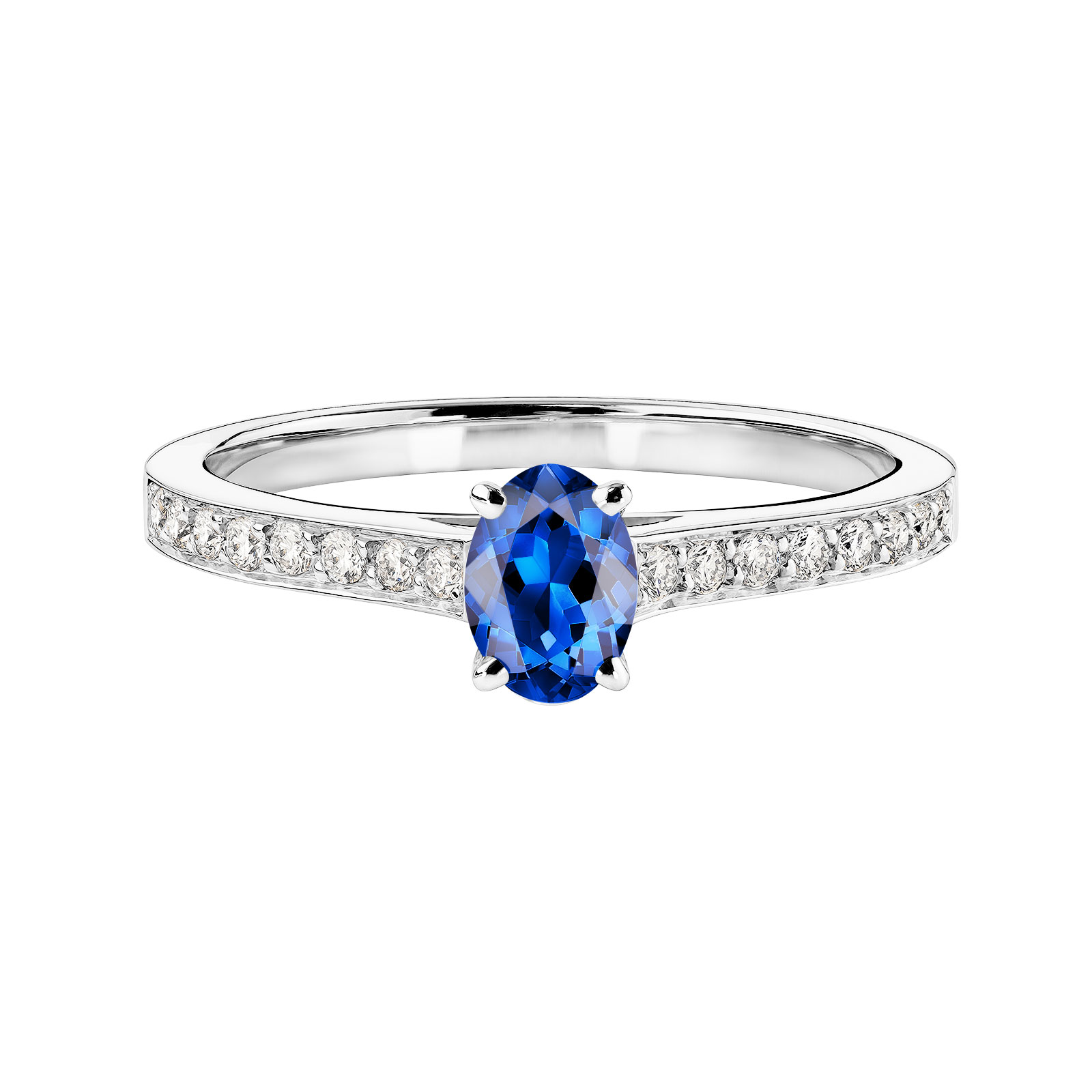 Ring White gold Sapphire and diamonds Lady Ovale Pavée 1