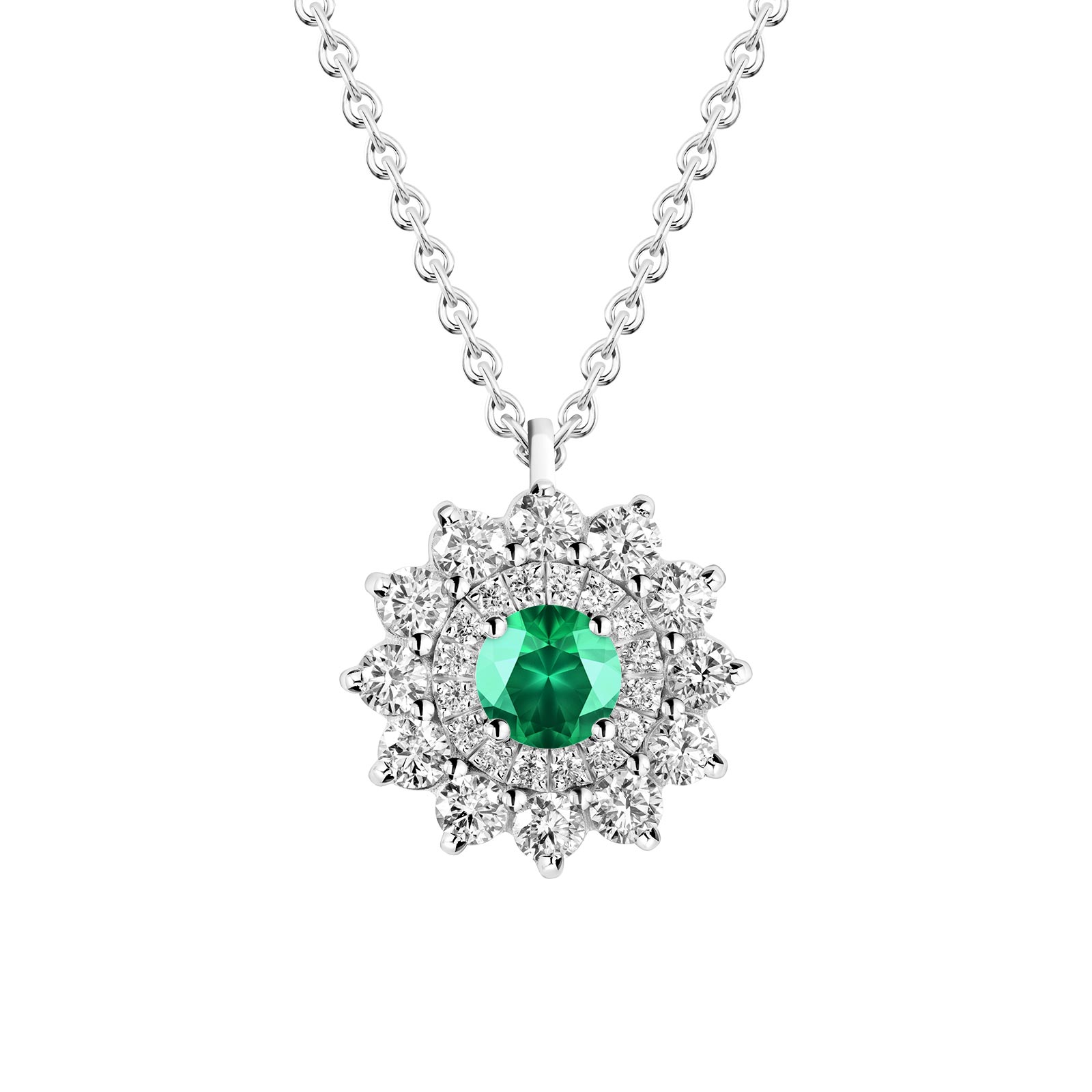 Pendant White gold Emerald and diamonds Lefkos 1
