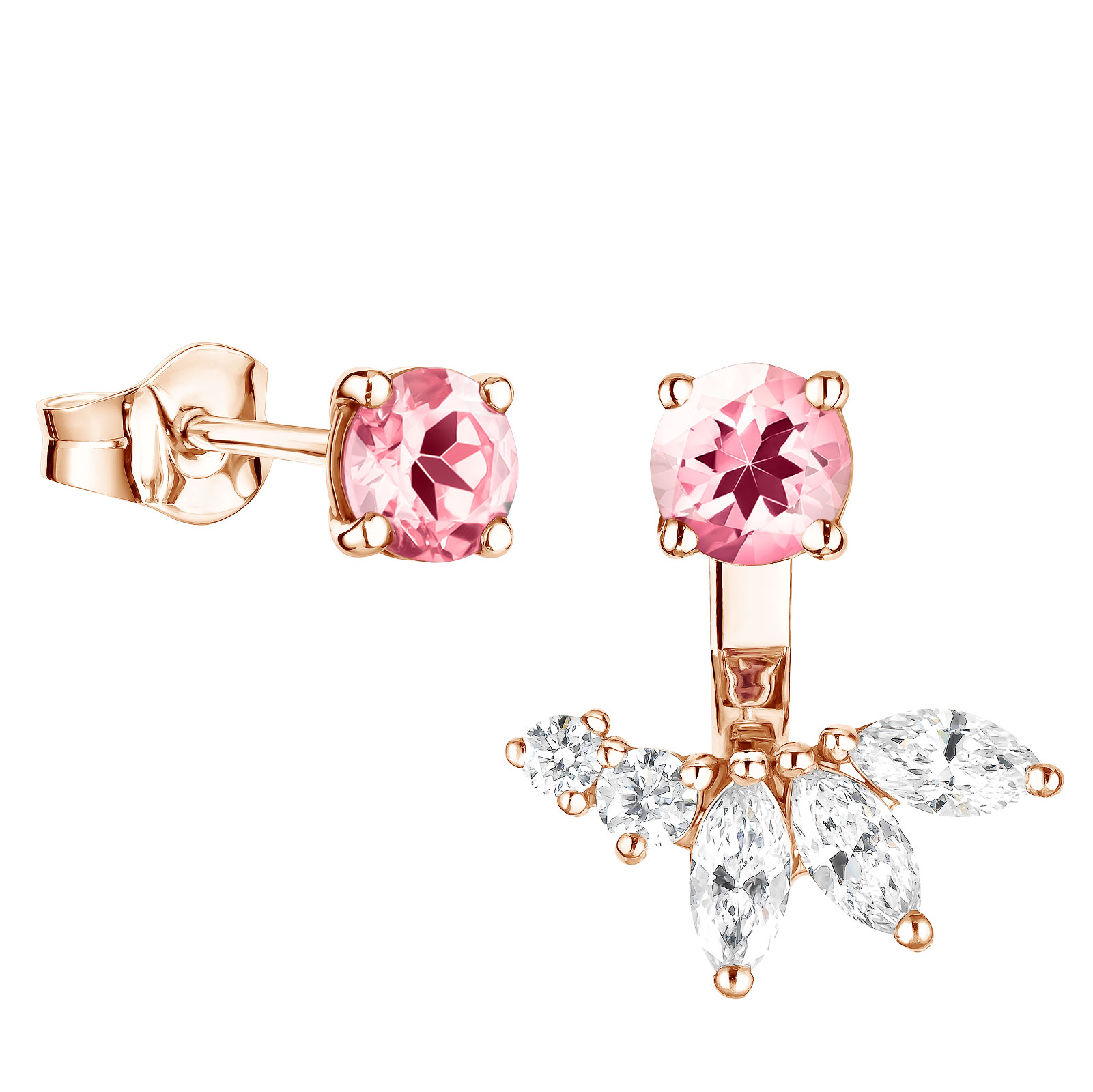 Earrings Rose gold Tourmaline and diamonds EverBloom 1