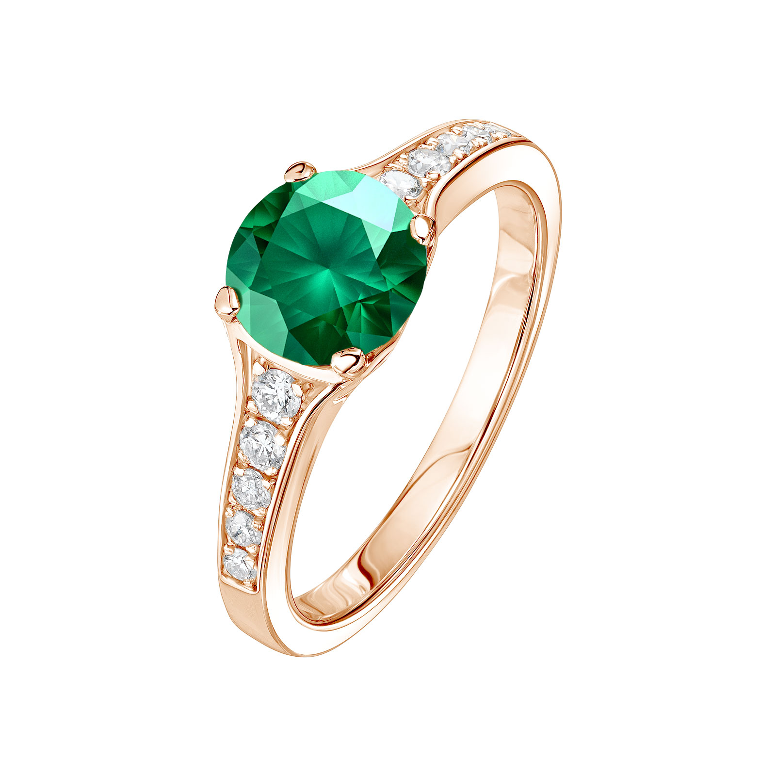 Ring Rose gold Emerald and diamonds Victoria 1